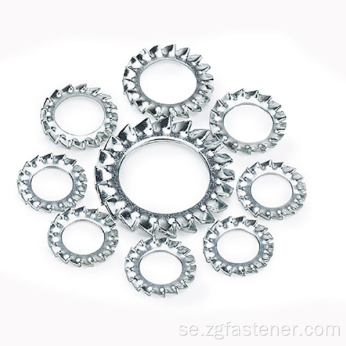 Rostfritt stål Externa tänder Serrated Lock Washer DIN6798